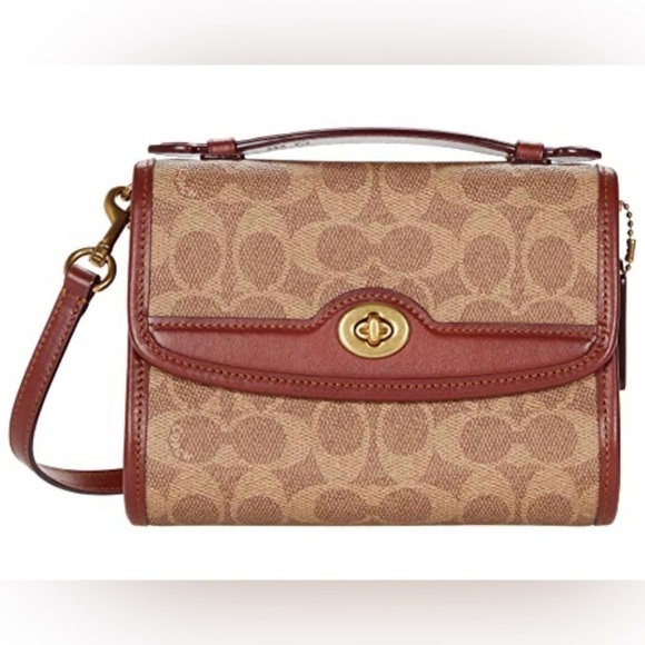 Coach Handbags - NWT COACH Coated Canvas Kip Turnlock Crossbody B4/Tan Rust 7”x5.25”x4” AS IS